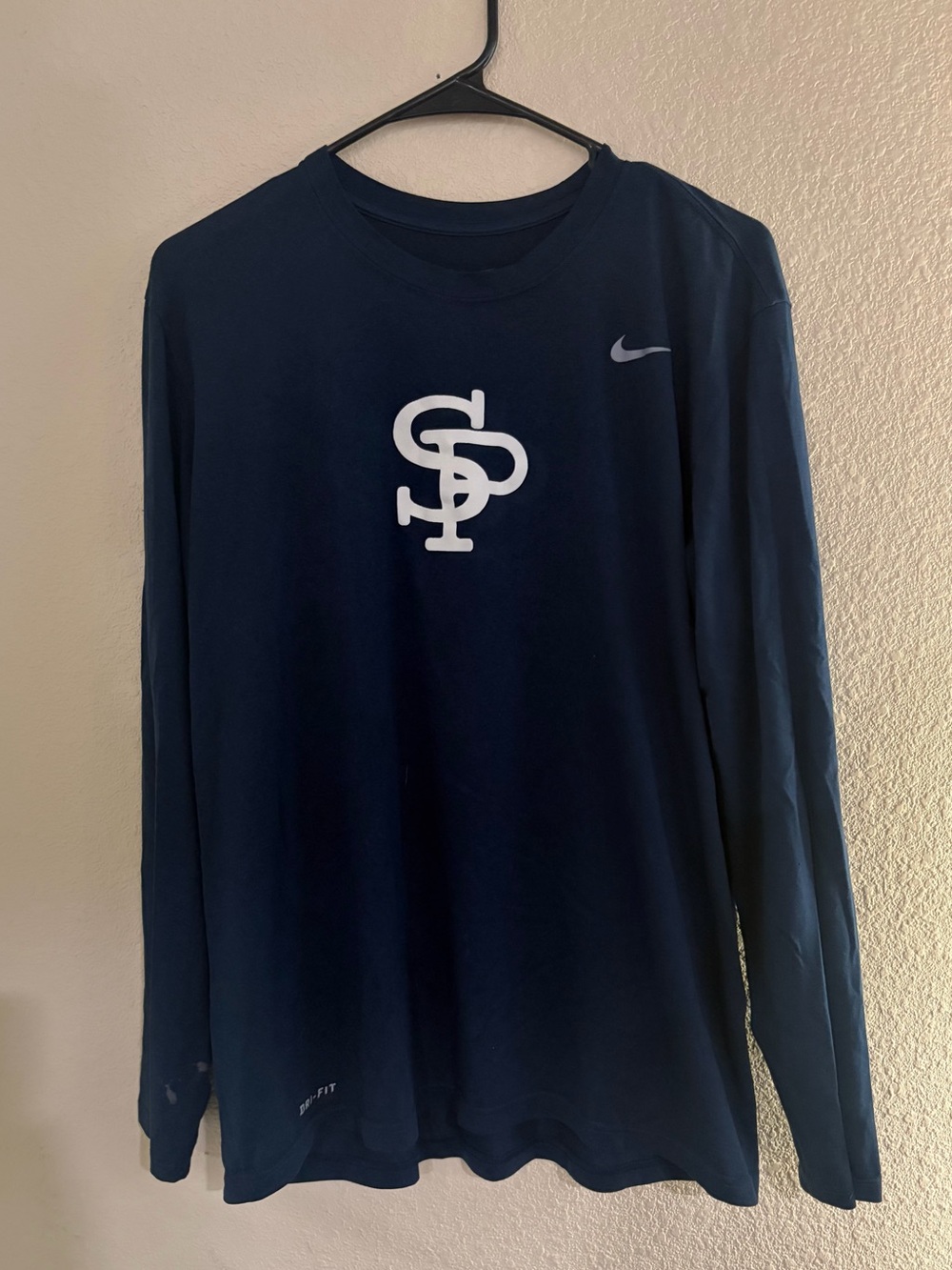 Nike Men’s Dark Navy Long Sleeve Shirt with White Logo